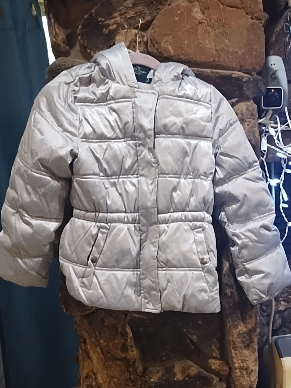 Faded Glory Silver Quilted Kids Puffer Jacket with Hood